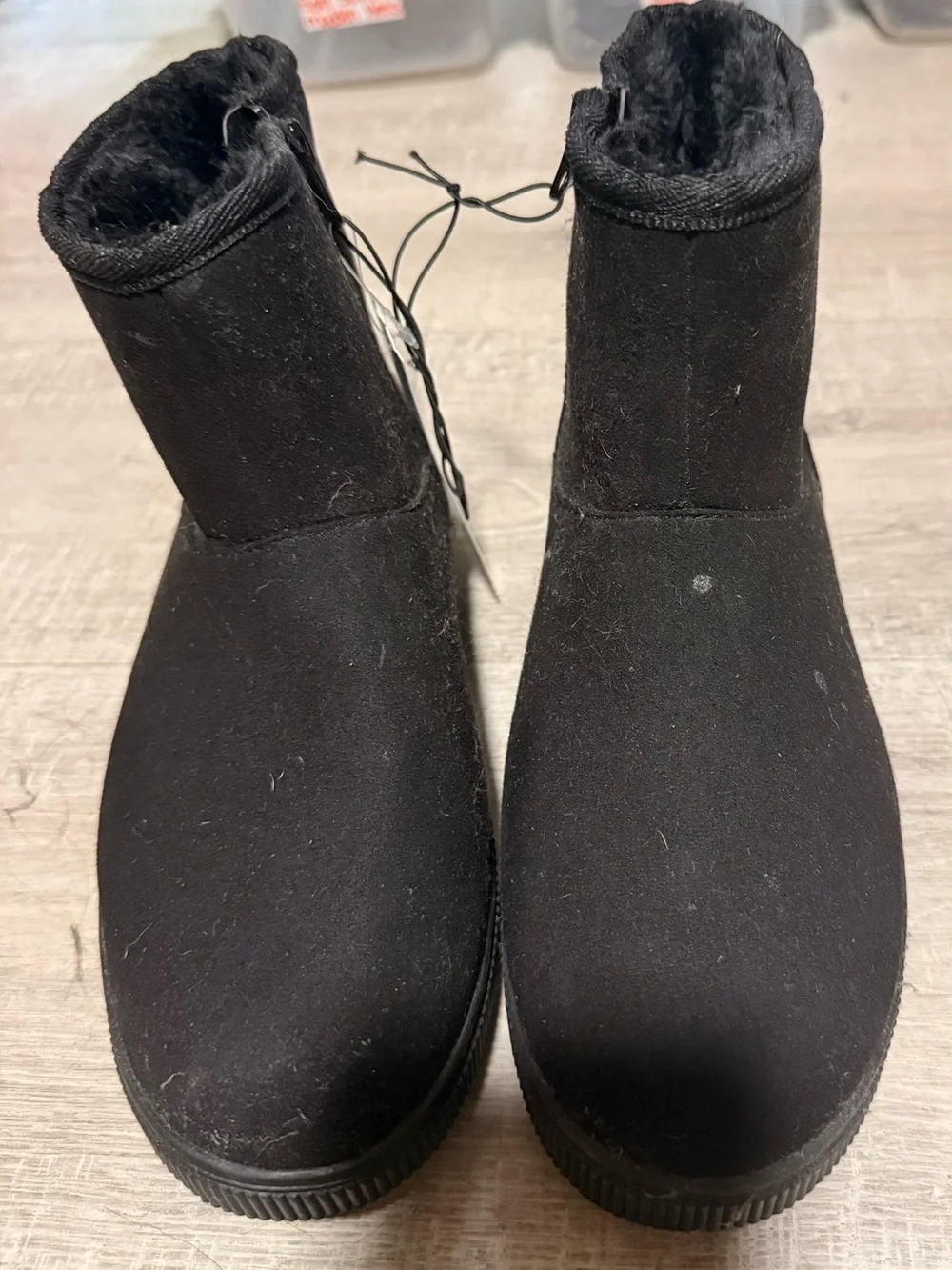 Cat & Jack Black Girls' Ankle Boots with Fleece Lining